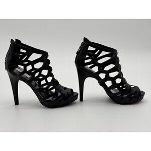 Simply Vera Size 9M Vera Wang Whimsy Goth Black Straps High Heels Shoes Davinci